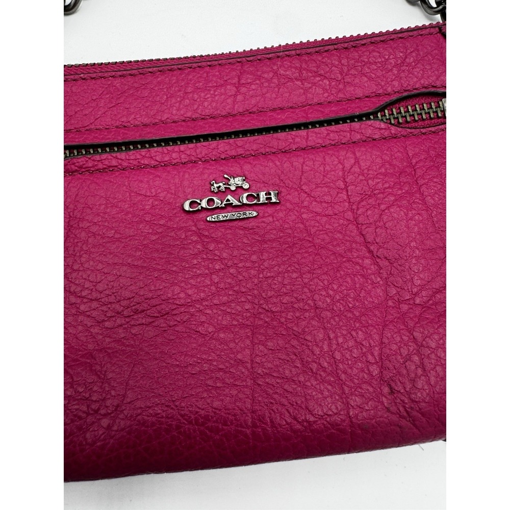 COACH Hot Pink Sacoche Crossbody Chain Shoulder Bag Near mint Condition A18 - Picture 2 of 7